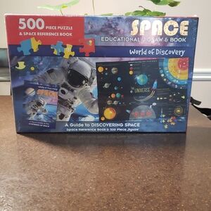 500 Piece Puzzle & Space Reference Book.  Educational Jigsaw & Book.
